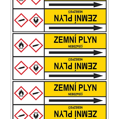 Značení potrubí, zemní plyn